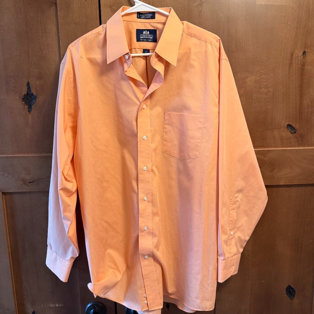 Stafford Super Shirt Wrinkle Free 55/45 Cotton-Poly Dress Shirt Mens 17 34-35
